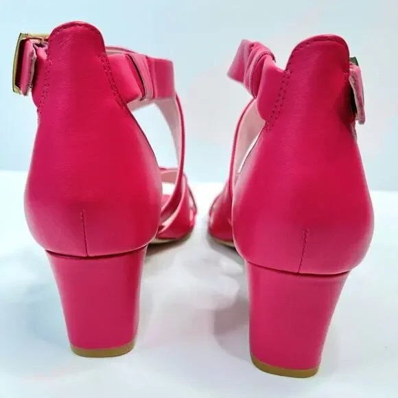 Shoes of Prey Pink Strappy Sandals Ankle Strap 2 inch Block Heels Size 7.5 New - Picture 12 of 16